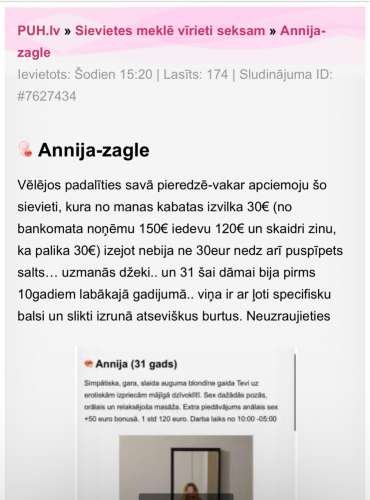 Annija -NAV zagle (Photo!) offer escort, massage or other services (#7630024)